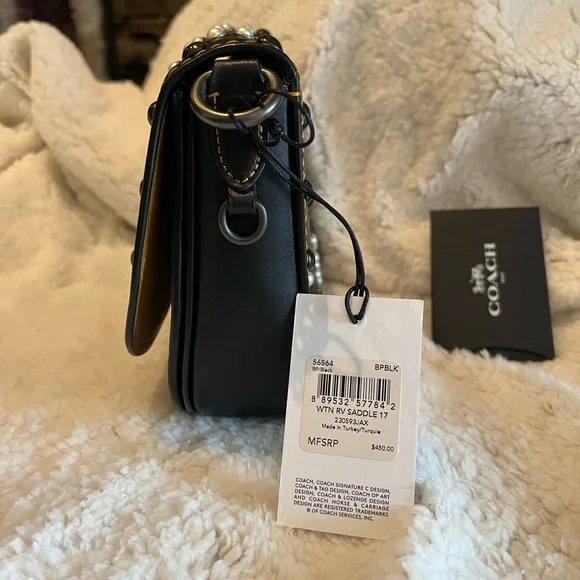 Coach Leather Saddle Bag 17 with Western Rivets NEW - Picture 2 of 7